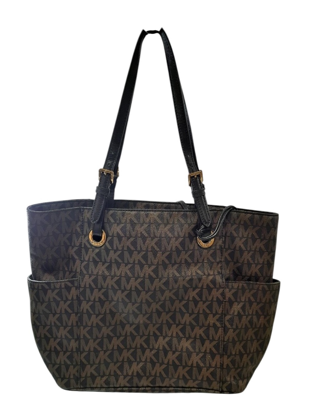 8736 Michael Kors Brown/Black MK Signature Tote